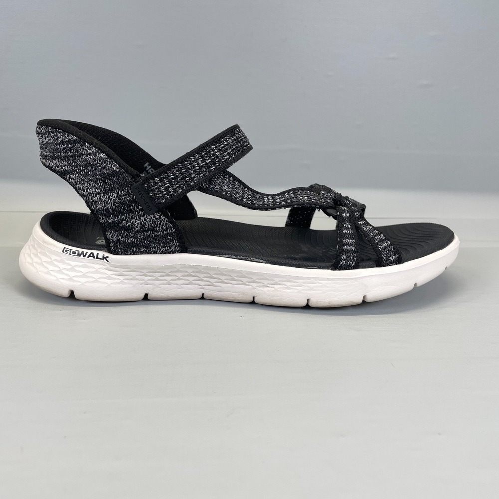 Skechers Slip-Ins Go Walk Flex Sandals Womens Size 9 Black Slip On Comfort Shoes